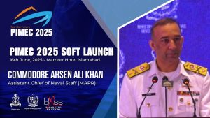 Commodore Ahsen Ali Khan, Assistant Chief of Naval Staff (MAPR), speaking at PIMEC Soft Launch in Islamabad