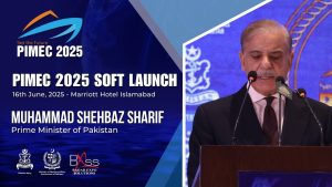 Prime Minister of Pakistan Muhammad Shehbaz Sharif delivering address at PIMEC Soft Launch event
