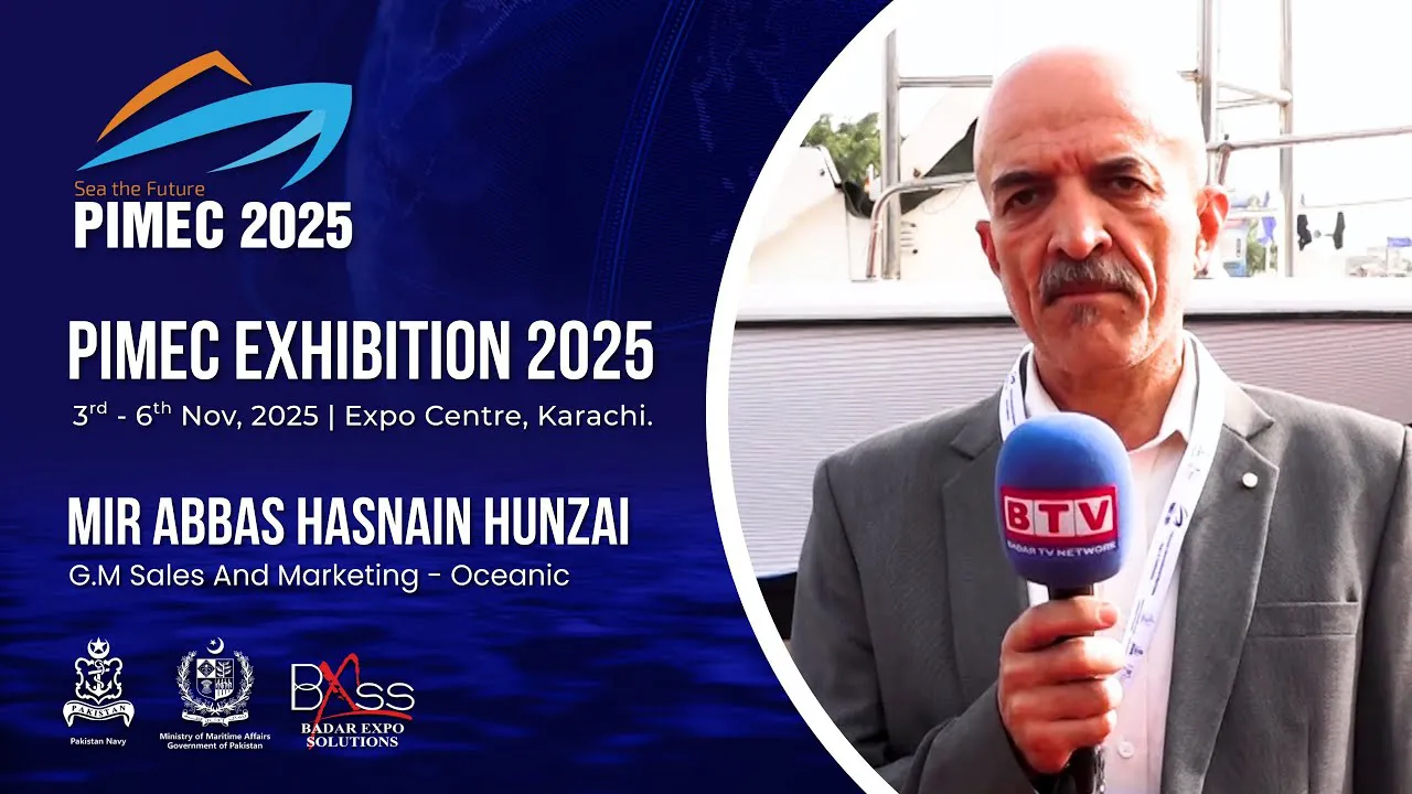 Mir Abbas Hasnain Hunzai GM Sales and Marketing Oceanic Cruise sharing insights at PIMEC 2025 maritime expo